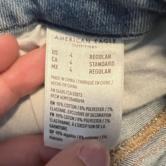 American Eagle Womens 4 Regular Next Level Stretch Blue Cotton Ripped Jeans - Picture 4 of 4